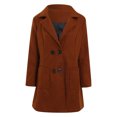 thumbnail image 4 of WCMZJ Women's Plus Size Long Winter Coats Notch Lapel Double Breasted Pea Trench Coats with Pockets Coffee L, 4 of 5