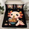 thumbnail image 3 of jejeloiu Kawaii Axolotl Bed Sheets,Ocean Sealife King Sheets,Pink Magic Animal Sheet Set,Microfiber Room Decoration,4pcs, 3 of 7