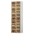 thumbnail image 1 of ANTBOX Portable Shoe Rack Organizer, Stackable Sneaker Organizer Cabinet with Magnetic Door, Folding Design, Clear Plastic Storage Container, 10 Tier 20 Pairs (Brown) - S2-S20-D10, 1 of 5