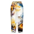 thumbnail image 5 of gbyLJF Women's Capri Pants Fashion Print Casual Boho Cotton Linen Cropped Pant Baggy Straight Leg Lounge Trousers Multicolor 3XL, 5 of 6
