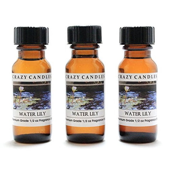 Crazy Candles Water Lily (Waterlily) 3 Bottles 1/2 FL Oz Each (15ml) Premium Grade Scented Fragrance Oil