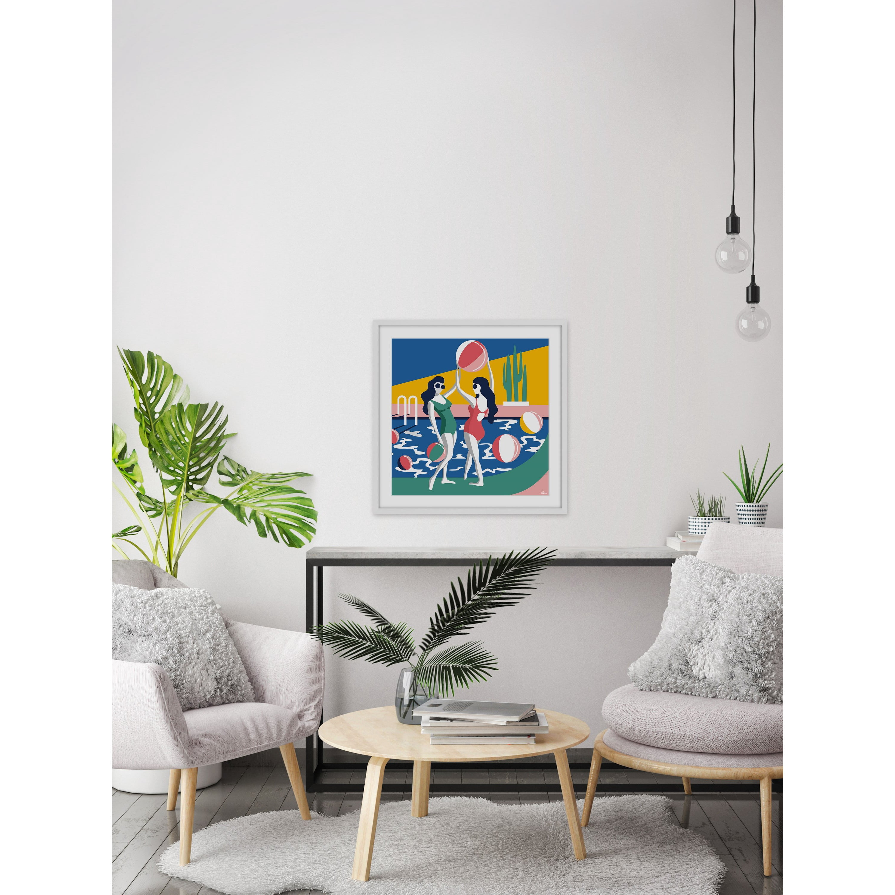 Pool Side Attraction Framed Painting Print