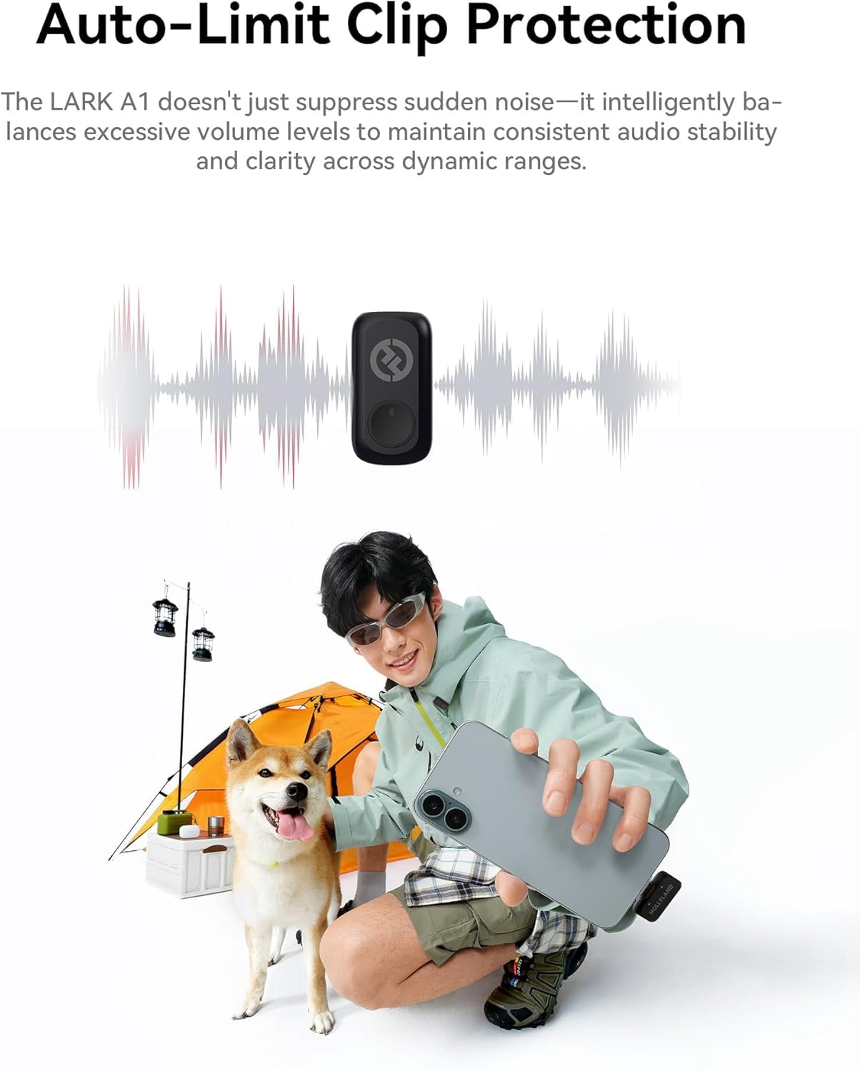 Hollyland LARK A1 Combo Wireless Microphone System for iPhone and Android USB-C, Dual Mics, 3-Level Noise Cancellation, for YouTube, Podcast & Vlogging, Ivory White (Bundle)