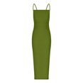 thumbnail image 7 of Wycnly Dresses for Women 2024 Sexy Spaghetti Strap Basic Bodycon Night Party Club Dresses Sleeveless One Line Neck Solid Summer Maxi Casual Dress Army Green M Clearance Clothes, 7 of 7