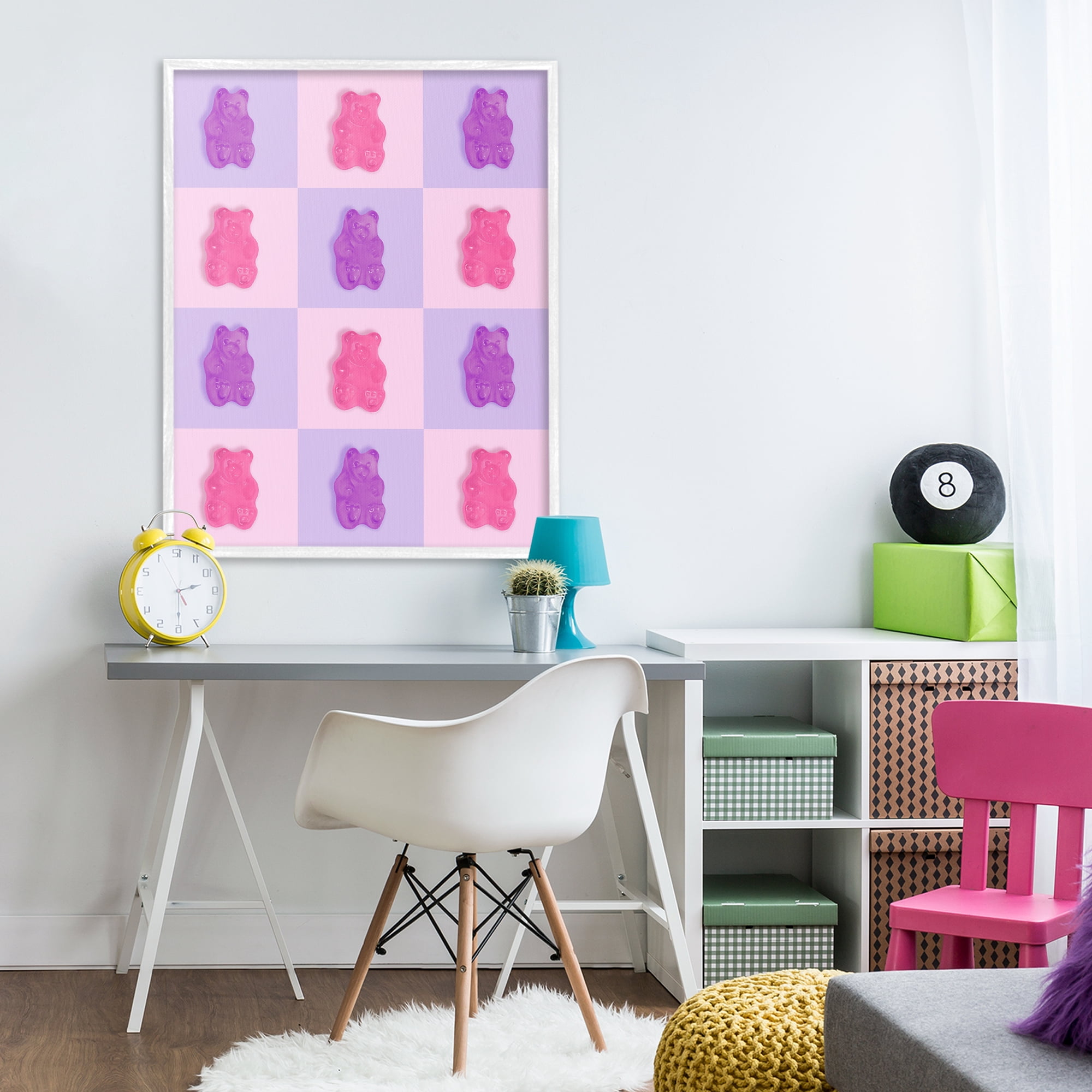 Stupell Industries Pink & Lilac Candy Bears White Framed Giclee Art, design by LISH Creative