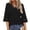 Black, variant on ClodeEU Women's Lace Trim V Neck Bell Sleeve 3/4 Sleeve Blouse,Solid Color Casual Loose Top Black,Women's Plus L