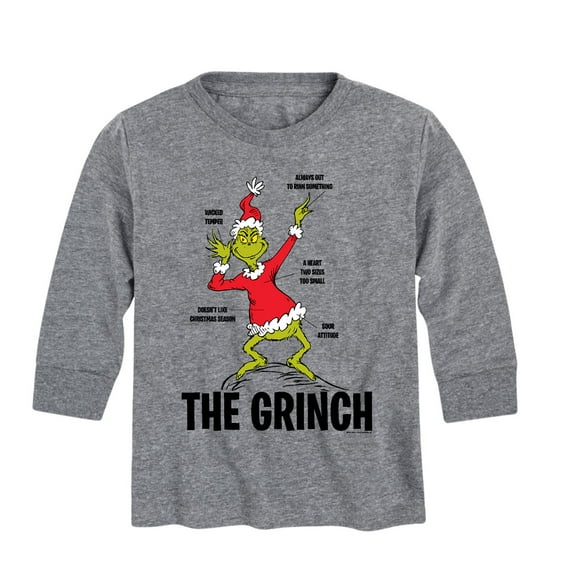 Dr. Seuss - The Grinch Diagram - Toddler And Youth Long Sleeve Graphic T-Shirt