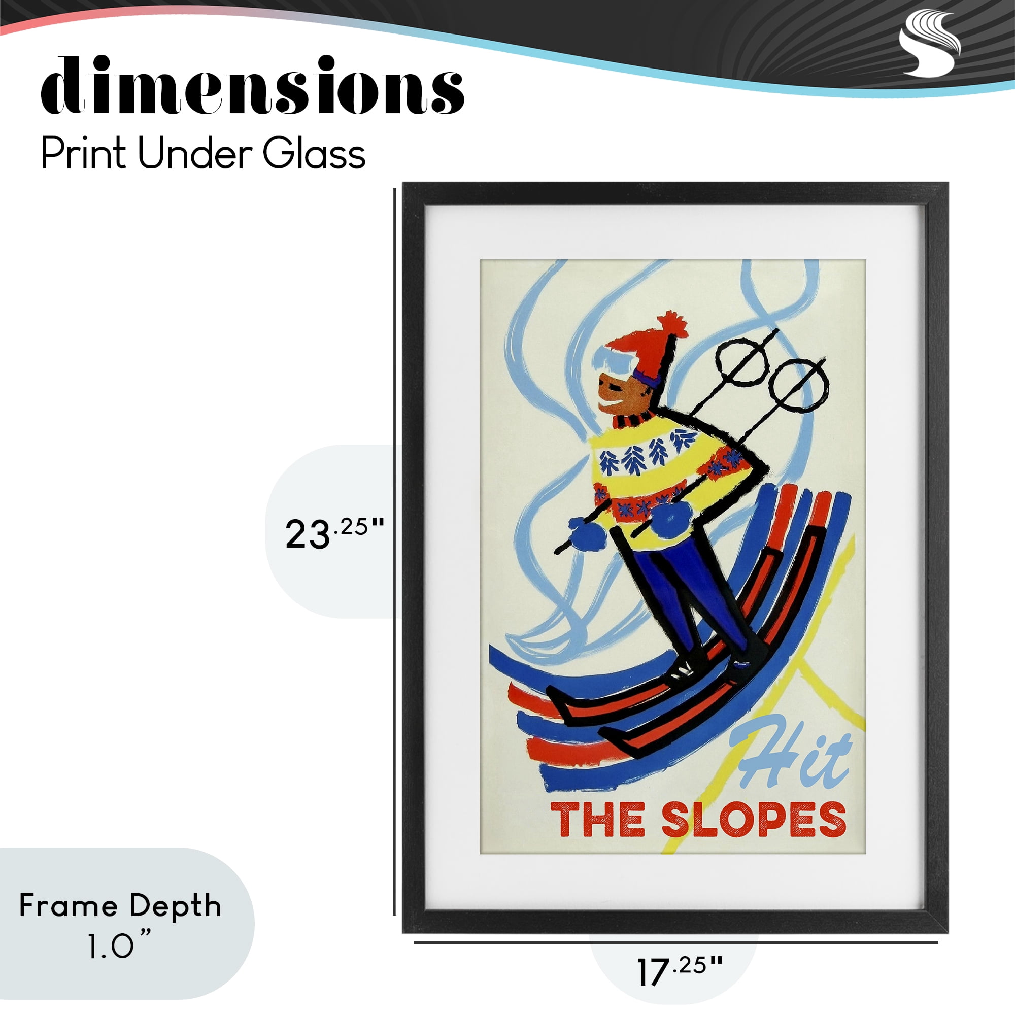 Stupell Industries Vintage Hit The Slopes Black Framed Print Under Glass, design by Grotto Studios