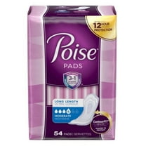 Poise Bladder Control Pad, 12.20 Inch Length Moderate Absorbency Absorb-Loc Core One Size Fits Most Adult Female Disposable, Kimberly Clark, 39299 - Pack of 54