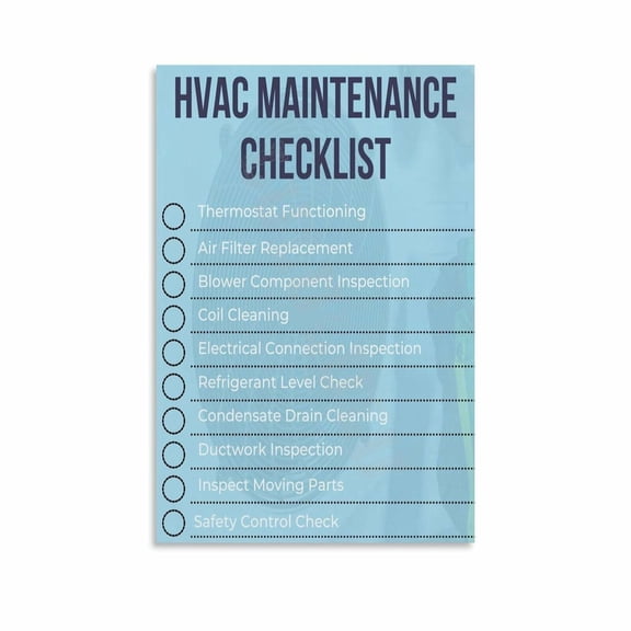 Hvac Maintenance Checklist Poster Canvas Painting Wall Art Poster for Bedroom Living Room Decor