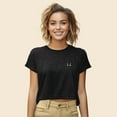 thumbnail image 4 of Dalix Butterfly Embroidered Cropped Flowy Soft Cotton Short Sleeve T Shirt Womens in Dark Heather M Medium, 4 of 5