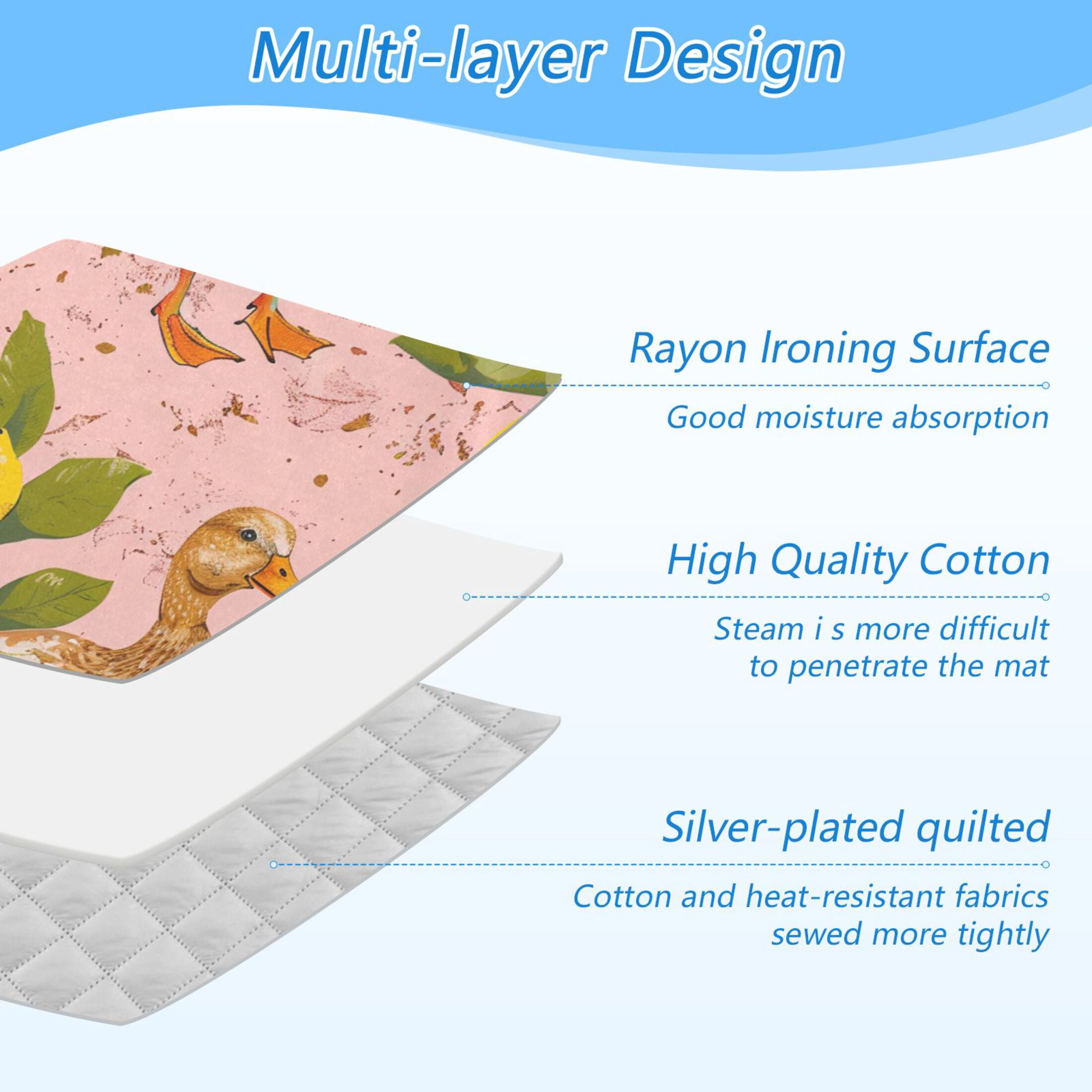 Duck with Lemon Ironing Board Covers Heat Resistant Ironing Pad Mat Portable for Travel Washer Dryer Table