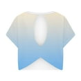 thumbnail image 5 of HWRETIE Women's V-Neck Yoga T-shirt Casual Gradient Short Sleeve Workout Top Hollow Design Fashion T-shirt for Gym Running or Daily Wear Light Blue-1, 5 of 5