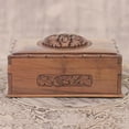 thumbnail image 2 of NOVICA Artisan Handcrafted Wood Jewelry Box Walnut from India Brown Boxes Leaf Tree [3in H x 8.25in W x 5.5in D] ' Chinar Dome', 2 of 8