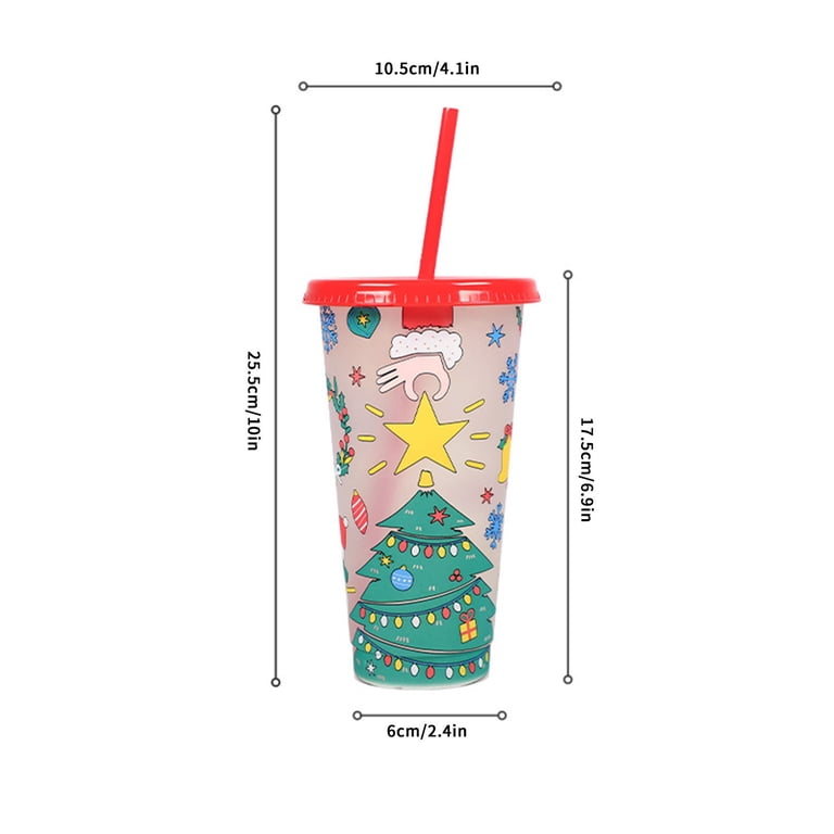 LHWEN Christmas Color Changing Cup 24 Oz PP Coffee Mug Temperature  Sensitive Plastic Cup with Handle for Cold Beverages Transforming Design  Gift Box Included - Walmart.com
