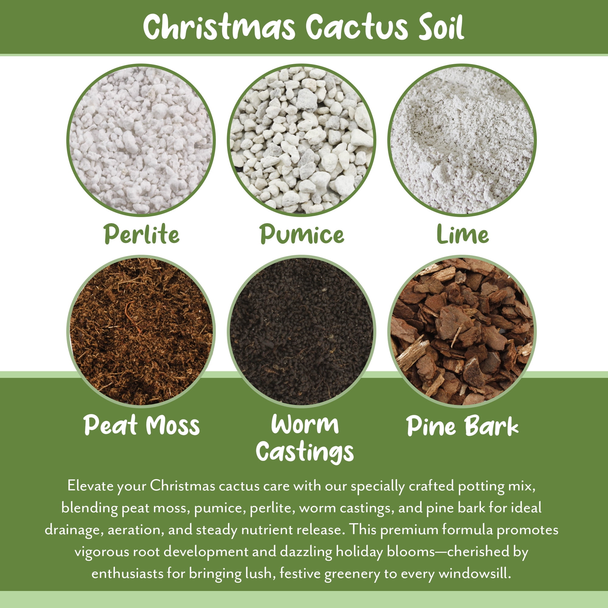 Christmas Cactus Potting Soil Mix (8 Quarts), Custom Blend for Xmas, Easter, and Thanksgiving Cactus Tropical Indoor Houseplants