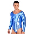 thumbnail image 5 of Body de una pieza para hombre, lencería brillante de charol, mono de manga larga, Monokini ceñido al cuerpo, leotardo gimnástico, Ropa de baile, 5 of 5