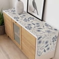 thumbnail image 4 of Blue Flower Vintage Table Runner - 120 Inch Long, Kitchen Dining Table Runner Dresser Scarves, Abstract Ethnic Floral Pastoral Farmhouse Decor for Coffee Tables Wedding Party Banquet, 4 of 8
