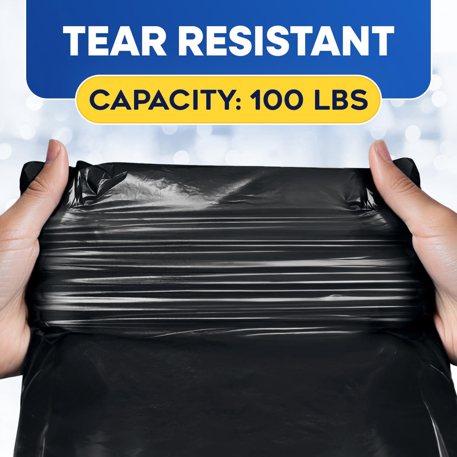 (100 Pack) 55-60 Gallon Trash Bags, 2 Mil, Heavy Duty, Fit Rubbermaid Brute Rollout, Round and Square 32-55 gal Trash Cans, 43" x 47" Large Durable Garbage Trash Can Liners, Bulk (2 Mil Black)