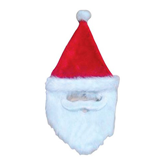 Accesorio navideño de poliéster rojo con gorro de Papá Noel con barba de Dyno