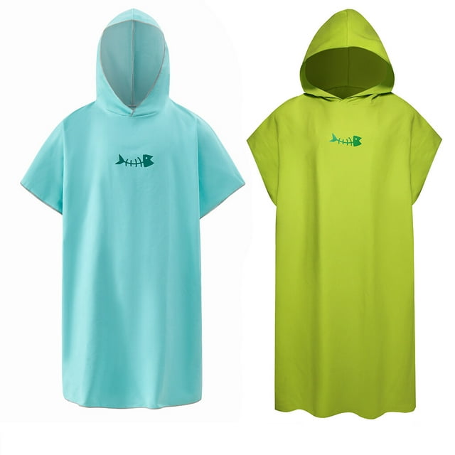 Maoww Bathrobe Windproof Fast Drying Replacement Short Sleeve Men Women Hooded Solid Color Beach Seaside Pool Swimming Robe Red