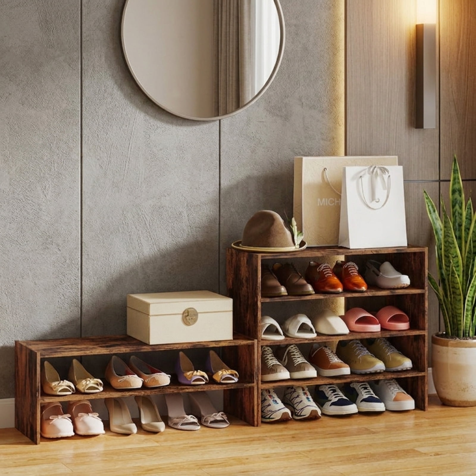 Furnibear 6-tier Shoe Rack with Anti-tipping Device for Entryway for Entryway Hallway Closet, Espresso