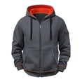 thumbnail image 3 of Zivyakyron Long Sleeve Hoodie Men Zip up Fall Kangaroo Pocket Casual Loose Plain Jacket Men Drawstring Gray S, 3 of 8