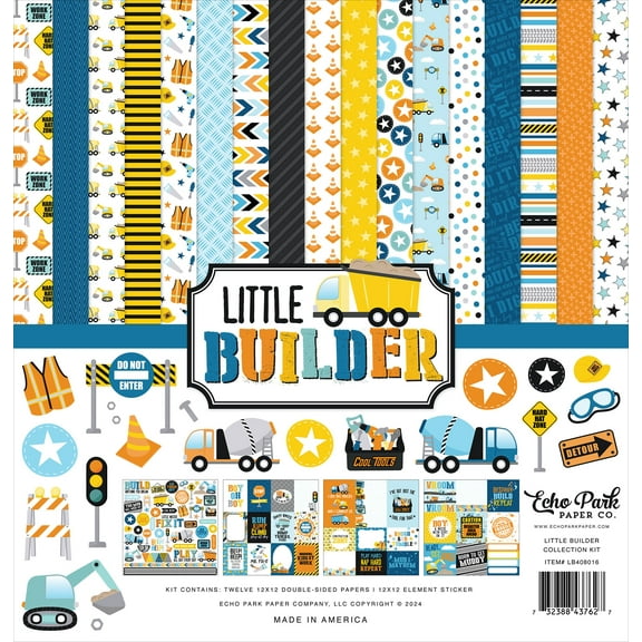 Echo Park Collection Kit 12"X12"-Little Builder