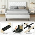 thumbnail image 6 of 4 EVER WINNER Queen Bed Frame, Queen Upholstered Platform Bed with Button Tufted Headboard, White Queen Bed Frame, White, 6 of 7