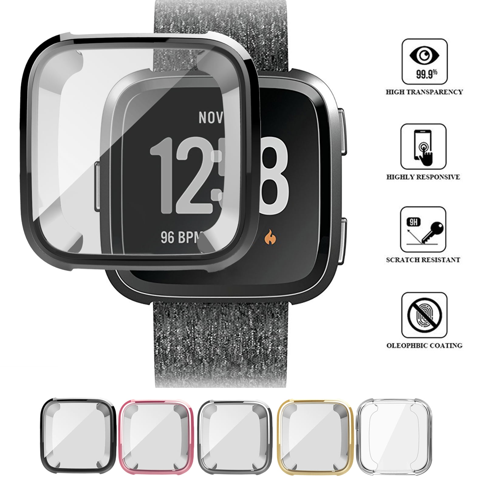 Protective TPU Silicone Shell Case Frame Cover Screen Protector For Fitbit Versa 