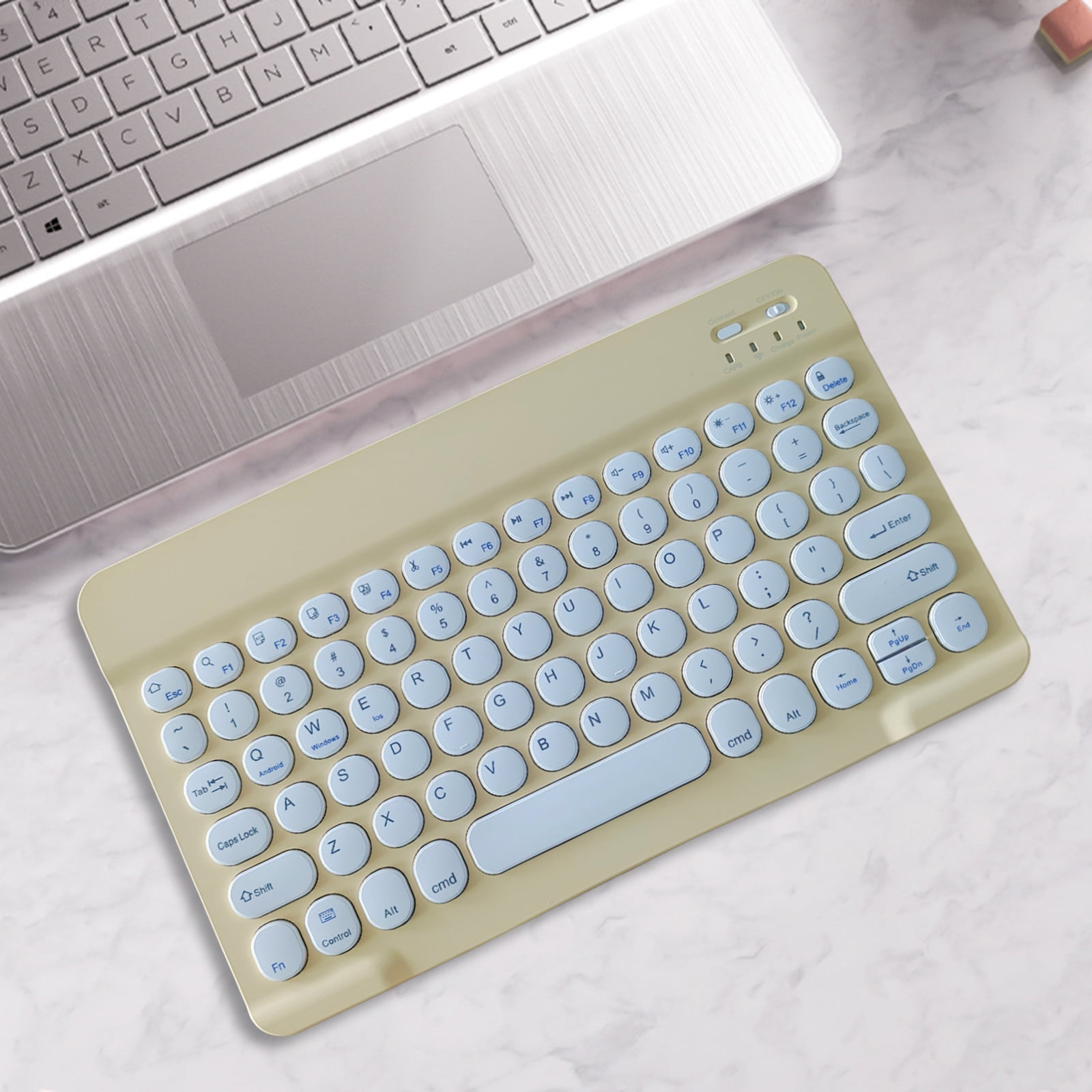 Bluetooth Keyboard, Round Keycap Color Backplane Portable Wireless Keyboard for PC Tablet, Rechargeable