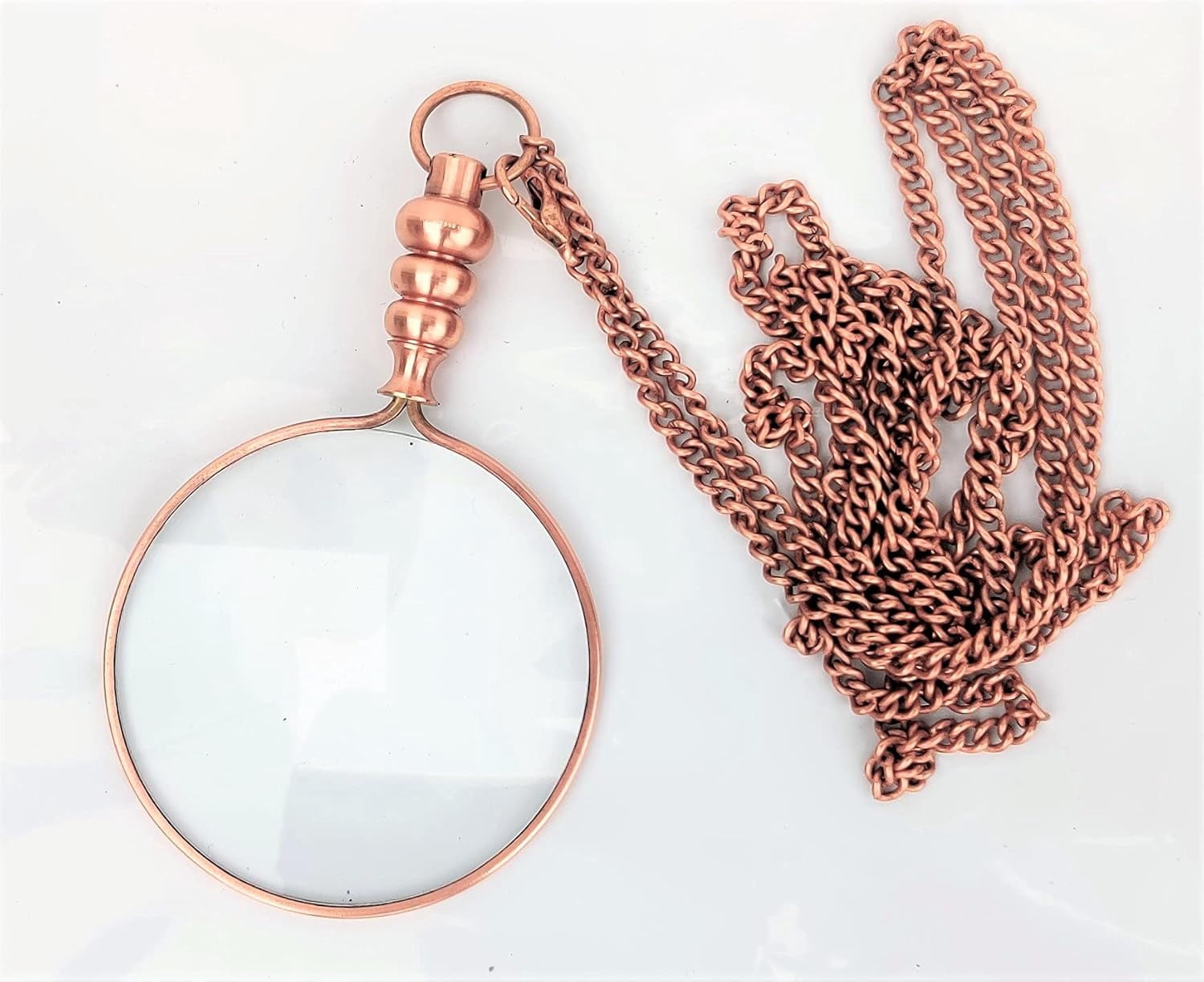 Brass Magnifying Glass A Beautiful Necklace Chain Library Reading Fine Print Zooming Increase Vision Jewelry (Copper)
