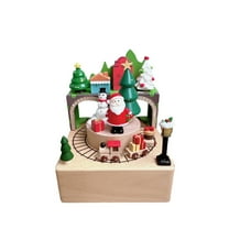 Christmas Wooden Music Box Present Christmas Train Musical Box for Her Birthday Present for Lover Friends and Children