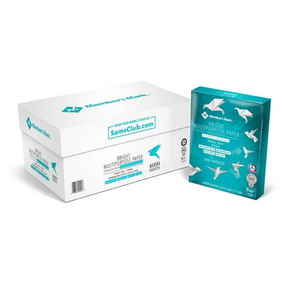 Member's Mark Multipurpose Paper, 8.5 x 11", 96 Bright, 20 lbs., 8 Reams (4,000 sheets)