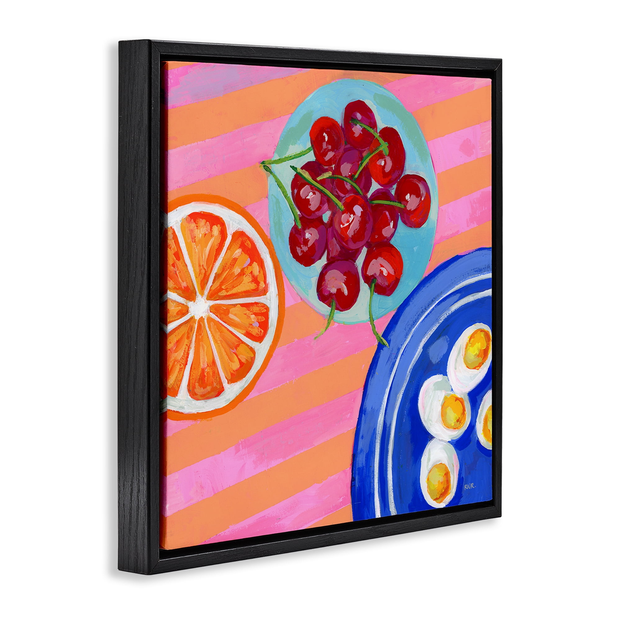 Stupell Industries Summer Snacks Picnic Blanket Black Framed Floater Canvas Wall Art, design by Rachael Reese