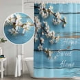 thumbnail image 5 of Farmhouse Wooden Grain Shower Curtain, Waterproof Shower Curtains for Bathroom, Vintage Shabby Chic Flower Blue Washable Fabric Bathtub Curtain Set Bath Decor with 12 Hooks Stall 36"x72", 5 of 8