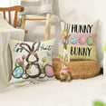 thumbnail image 6 of Happy Easter Hunny Bunny Decorative Throw Pillow Covers 18 x 18 Set of 4, Home Sweet Home Rabbit Wreath Porch Patio Spring Outdoor Pillowcase, Egg Hunt Tulip Flower Cushion Case Home Decor, 6 of 6