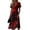 Vermilion, variant on Women's V Neck Short Sleeve Halloween Print Casual Dress A Line Midi Dress with Waist Definition for Everyday Wear Seasonal Outfit Black L