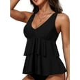 thumbnail image 6 of Charmo Ruffled V Neck Swim Tops for Womens Flowy Tankini Tops Padded Bathing Suit Tops(No Bottoms）, 6 of 8