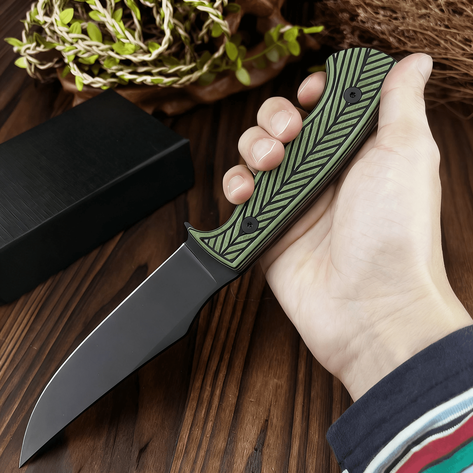 Multi-Purpose Utility Knife for Home Use Green Non-Slip Handle Portable Cutting Tool Kitchen Handheld Light-Duty Cutting Knife with Safety Sheath