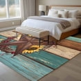 thumbnail image 4 of Large Area Rugs for Living Room Bedroom, Country Star Vintage 5'x8' Rug Carpet Runner Indoor Outdoor, Sunflower Farmhouse Teal Brown Western Berry Non Slip Floor Mats Rug for Kitchen, Bathroom, 4 of 8