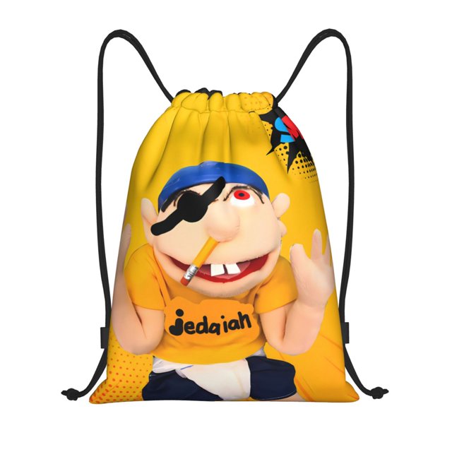Zufioo Sac de Sport Imprimé Jeffy, Sac de Gym à Ficelles Lavable en Machine, Sac à Dos à Ficelles Robuste pour Hommes et Femmes-Petit