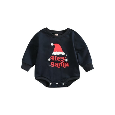 

sdghg Baby Boys Girls Christmas Romper Long Sleeve Crew Neck Letters Print Bodysuit for Casual Daily