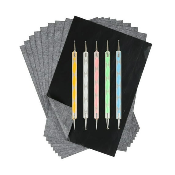 KOMOO 100 Sheets Carbon Paper Graphite Paper Black Carbon Transfer Tracing Papers and 5 Pcs Embossing Stylus Tool
