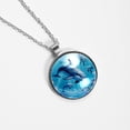 thumbnail image 4 of Dolphin Elegant Glass Circular Pendant Necklace - Stylish Necklaces for Women, 4 of 5