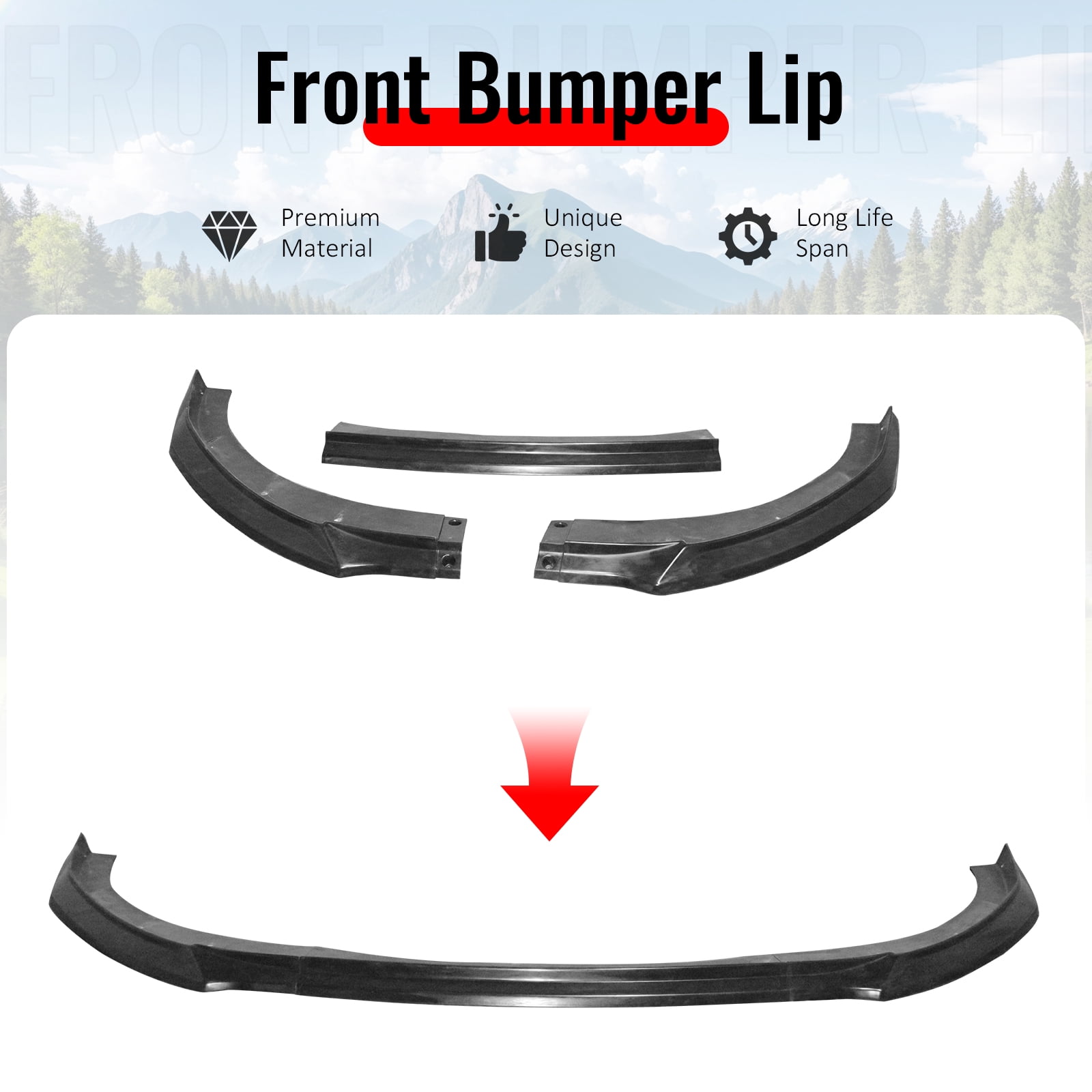 Ikon Motorsports Front Bumper Lip Compatible with 2025-2026 Kia K5 GT & GT-Line, GT Style Unpainted Black PU, Lower Air Dam Chin Splitter 3PCS