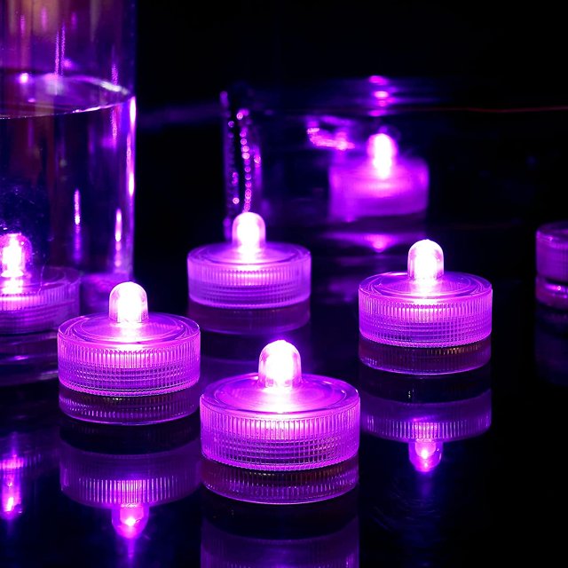 24 luces LED sumergibles redondas impermeables de color rosa para el hogar, bodas, fiestas, jarrones, festivales, decoración del día de San Valentín