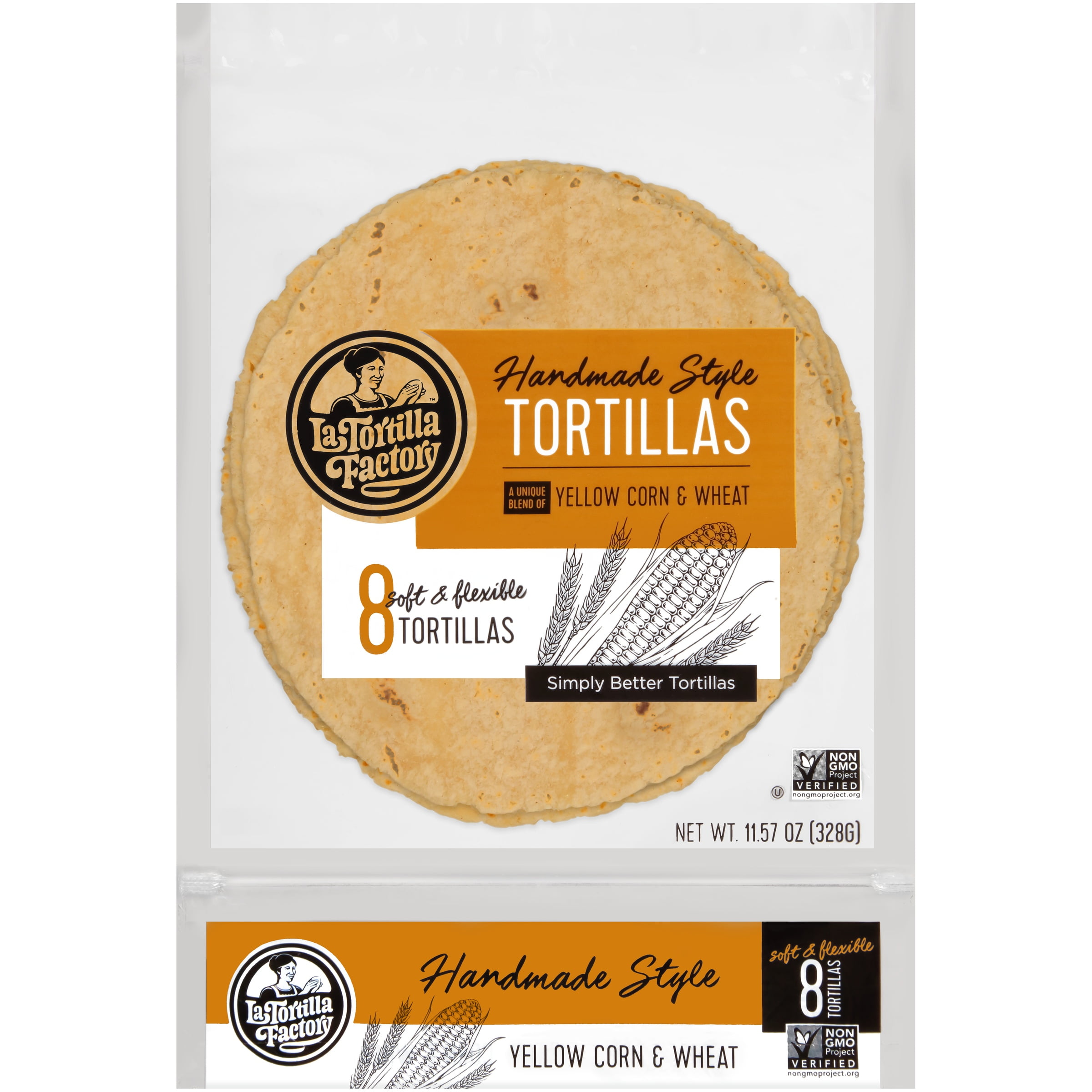 La Tortilla Factory Yellow Corn & Wheat Handmade Style Tortillas 8 ct Bag by La Tortilla Factory