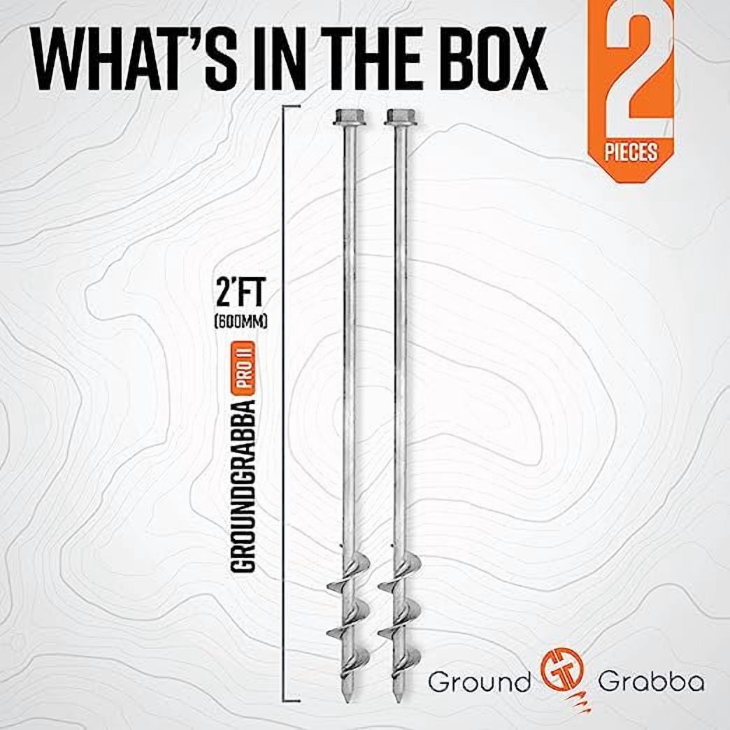 GroundGrabba Carbon Steel Ground 1 ft Anchor Tent Stakes (2 Pieces)
