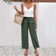 thumbnail image 2 of Pantalones Elásticos de Cintura para Mujeres Pantalones Largos de Cordón de Mezcla de Lino Sólido con Bolsillos Laterales Casual, Pantalones de Lino de Mujer con Bolsillos, 2 of 7